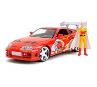 JADA 35347 MINIATURE TOYOTA SUPRA W/ONE PUNCH MAN FIGURE RED HOLLYWOOD RIDES 1995 1/24