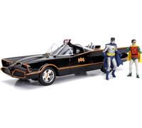 Jada Batmobile Voiture Métal 1:18, Modèle 1966 Classic de la série TV, Collectionneur, avec 2 Figurines