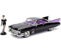 Jada DC Comics Bombshells Catwoman et Cadillac 1959 - Voiture moulée sous Pression, véhicule à l'échelle 1/24 et Figurine de Collection de 7 cm - 100% métal