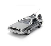Jada Delorean 9336849314R00 Retour vers le futur échelle 1:24, édition argentée, 40e anniversaire, voiture métallique avec lumière et portes rabattables, boîte de collection, licence officielle