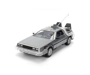Jada Delorean 9336849314R00 Retour vers Le Futur échelle 1:24, édition argentée, 40e Anniversaire, Voiture métallique avec lumière et Portes rabattables, boîte de Collection, Licence Officielle