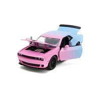 Jada Dodge Challenger 253293002 Voiture Hellcat Échelle 1:24 avec décoration Gamme Pink Slips, Roue Libre, Portes, Capot et Coffre s'ouvrent