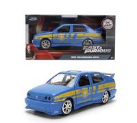 Jada Fast & Furious Volkswagen Jetta Police Jouets de voiture moulés sous pression - Véhicule de patrouille routière fédérale à l'échelle 1:32 avec portes qui s'ouvrent - Réplique du film pour