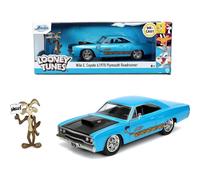 Jada- Looney Toons Road Runner Plymouth in Scala 1:24 Die-Cast Con Personaggio di Willy il Coyote, 8 Anni Tunes Maquets, 253255028, Multicolore
