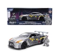 Jada Mechagodzilla avec Nissan GT-R R35 Ben Sopra 2009 - 1:24 Anime Hollywood Rides - Voiture moulée sous pression et figurines - Ouverture de portes, capot et coffre - À collectionner - À partir de 8