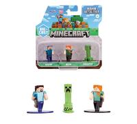 Jada - Minecraft 4Cms - 3 Figurines en Métal - Steve, Alex, Un Creeper - sous Licence Officielle - A Partir de 3 Ans