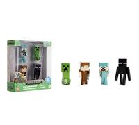 Jada Figurines métal Minecraft – Lot 4 6,3 cm: Steve diamant, Alex cuir, Enderman, Creeper