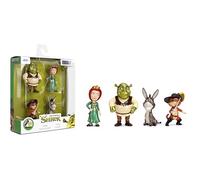 Jada Shrek Metalfigs Lot de 4 figurines de collection de film 6,3 cm - Shrek, Âne, Fiona, Chat dans les bottes Jouets