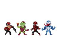 Jada Spider-Man Metalfigs Lot de 4 figurines en métal de collection de 6,3 cm - Spider-Man, Green Goblin, Toxin, Venom - Classic Marvel Heroes,