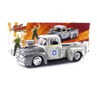JADA TOYS 1:24 Ford F100 Pick-UP W/Guile Figure Grey Hollywood Rides 1956