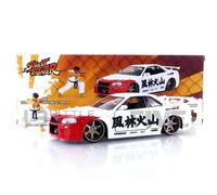 Jada Toys Voiture miniature 1/24 Nissan Skyline GT-R (R34) avec figurine RYU 2002 35114W