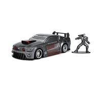 JADA TOYS 1:32 HWR-Figurine Ford Mustang with War Machine Iron Man Voiture Miniature de Collection, 33082S, Silver, Taille Unique
