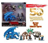 Jada Toys Dungeons and Dragons Lot de 7 Figurines à Collectionner en 3 Tailles - Figurines DND en métal à partir de 12 Ans (Elfe, Human Barbarian, Nain, Golem, Ogre, Beholder, Dragon), 4-10 cm