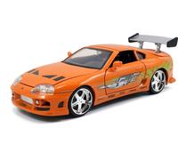 Jada Toys 253203005 Brian's 1995 Toyota Supra de Fast & Furious, modèle Tuning à l'échelle 1:24, avec spoiler, portes qui s'ouvrent, roue libre, capot et coffre, orange
