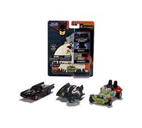 Jada Toys Batman Lot de 3 Voitures de Collection Nano de Die-cast, Batcycle, Batmobile, Joker Batmobile, 4 cm, à partir de 8 Ans