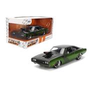 Jada Toys Bigtime Muscle 1:24 1970 Dodge Charger RT Voiture moulée sous pression - Portes, capot, coffre, pneus en caoutchouc (vert bonbon/gris)