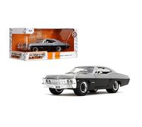 Jada Toys Bigtime Muscle 1:24 Chevrolet Impala SS 1967 - Portes, Capot, Coffre, pneus en Caoutchouc (Candy Silver/Black)