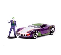 Jada Toys Chevrolet Corvette Stingray + Figurine Joker - 2009-1/24, Blanc/Mauve