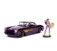 Jada Toys DC Comics Bombshells Batgirl 1957 Chevy Corvette Voiture Jouet de Die-cast Portes, Coffre et Capot ouvrables avec Figurine Bat Girl Échelle 1:24 Violet/doré