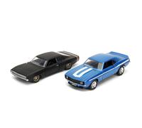Fast & Furious Twin Pack 1:32 1969 Chevrolet Camaro & 1968 Dodge Charg-Jada Multicolore