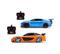 Jada Toys Fast and Furious RC Drift Lot de 2 voitures télécommandées pour fans et enfants à partir de 6 ans, 19 cm, max. 8 km/h, télécommande 2,4 GHz, piles incluses