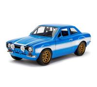 Jada Toys Fast & Furious Brian's 1974 Ford Escort Voiture Jouet de Die-cast Portes Ouvertes, Coffre et Capot Échelle 1:24 Bleu