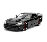 Jada Toys Fast & Furious Letty's Dodge Viper SRT-10-253203057 - Voiture - Tuning - Echelle 1/24 - Portes ouvrantes - Capot et Coffre - Roue Libre - Noir Brillant Multicolore
