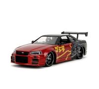 Jada Toys Godzilla Voiture Miniature Nissan Skyline GT-R (R34) 2002 - Godzilla vs Destoroyah en métal avec pièces à Ouvrir, échelle 1:24 (19 cm), pour Fans et collectionneurs à partir de 8 Ans