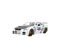Jada Toys JDM Tuners Nissan Skyline GT-R (R34) moulé sous pression 1:24 2002 avec portes ouvrantes, intérieur détaillé, pneus en caoutchouc, collection à partir de 8 ans (blanc brillant)