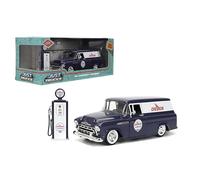 Jada Toys Just Trucks 1:24 1957 Chevy Suburban Chevron Voiture moulée sous Pression et Pompe à Essence - Ouverture de Portes, Capot, Coffre, pneus en Caoutchouc (Violet)