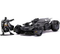 Jada Toys Justice League Batmobile, véhicule Miniature très détaillé à l'échelle 1:32, avec Figurine Batman, Portes ouvrables et Roue Libre, Grise