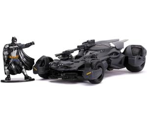 Jada Toys Justice League Batmobile, véhicule Miniature très détaillé à l'échelle 1:32, avec Figurine Batman, Portes ouvrables et Roue Libre, Grise