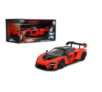 Jada Toys McLaren Senna - Véhicule moulé sous pression Fast & Furious à l'échelle 1:24 - Intérieur détaillé, capot, portes et coffre - Modèle de voiture de collection à partir de 8 ans - Orange/noir