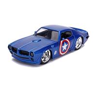 JADA TOYS- 1:32 HWR-'72 Pontiac Firebird Captain America Voiture Miniature de Collection, 31845BL, Blue