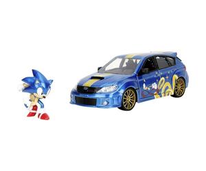 Jada Toys Sonic The Hedgehog - Voiture Miniature Subaru Impreza WRX STI 2012 (19 cm) avec Figurine (6 cm) - avec Portes ouvrantes - Ensemble de Jouets en métal pour Fans et Enfants à partir de 8 Ans