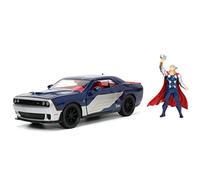 Jada Toys Thor Figurine avec Dodge Challenger SRT8 Hellcat 2015 - Ensemble Marvel Avengers (8 cm) et Voiture Jouet (20 cm) pour Les Fans