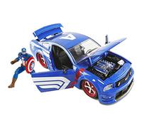 Jada Voiture miniature 1:24 Ford Mustang GT 2006 avec figurine Captain America