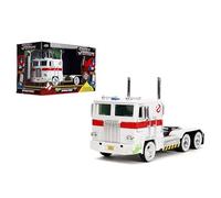 Jada Transformers G1 Optimus Prime Big Rig avec graphiques Ghostbusters Ecto-1 - Véhicule moulé sous pression - Échelle 1:24, portes ouvrantes, capot et coffre, pneus en caoutchouc - À partir de 8 ans