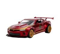Jada Toys Voiture miniature Marvel Iron Man Camaro SS 2016 – en zinc, portes ouvrantes – Rouge/doré