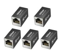 Jadaol Lot de 5 coupleurs RJ45 10 Gbit/s blindés, contacts plaqués or, extension Ethernet en ligne en alliage d'aluminium, adaptateur femelle vers femelle pris en charge PoE pour câbles Cat8/Cat7