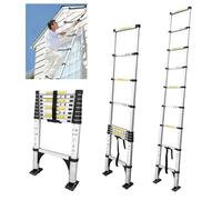 JADDUO Échelle Télescopique Pliante Antidérapante 3,2m, Marchepieds escamotables,Aluminium Bricolage Pliable Extensible Unique Droite Échelle multifonctionnelle Charge 150kg