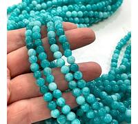 Jade Aigue-Marine Naturel Smooth Round Perles de Pierre précieuse de Petite Taille pour Bijoux Boucles d'oreilles Boucilles de Fournitures de Bijoux (6 mm 15 Pouces)