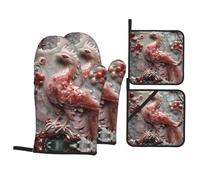 Jade BirdA Lot de 4 gants de cuisine et maniques imprimés pour barbecue