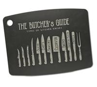 JADE Gourmet Kitchen Decorato Kiss The Cook Planche à découper en fibre de bois stratifié 20,3 x 15 x 0,6 cm avec trou de suspension pour tous les aliments (The Butcher's Guide)