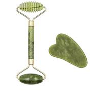 Jade Naturel Double Tête Rouleau Denté Bâton De Massage Beauté Soins De La Peau Grattage Conseil Yeux Visage Élimination Des Rides Levage Nettoyage,UN