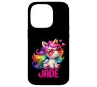 Jade Nom personnalisé Licorne Colorée Femmes Filles Coque pour iPhone 14 Pro