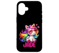 Jade Nom personnalisé Licorne Colorée Femmes Filles Coque pour iPhone 16