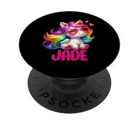 Jade Nom personnalisé Licorne Colorée Femmes Filles PopSockets PopGrip Adhésif