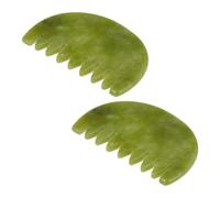 Jade Peigne de Massage et Détente 2 Pièces pour Cuir Chevelu | Outil de Soin, Raclage Gua Sha Multi-parties, Surface Lisse Polie, pour Front et Nuque