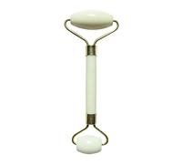 Jade Roller Blanc Masseur Visage, Rouleau de Jade en Pierre Naturelle + Housse de Protection, Anti-Age, Réduit les ridules, Stimule la circulation sanguine, Peau saine et éclatante, Sun & Sia